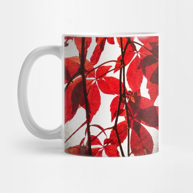 Red Leaves: Brilliant leafy pattern in scarlet and crimson with a canvas look by AtlasMirabilis